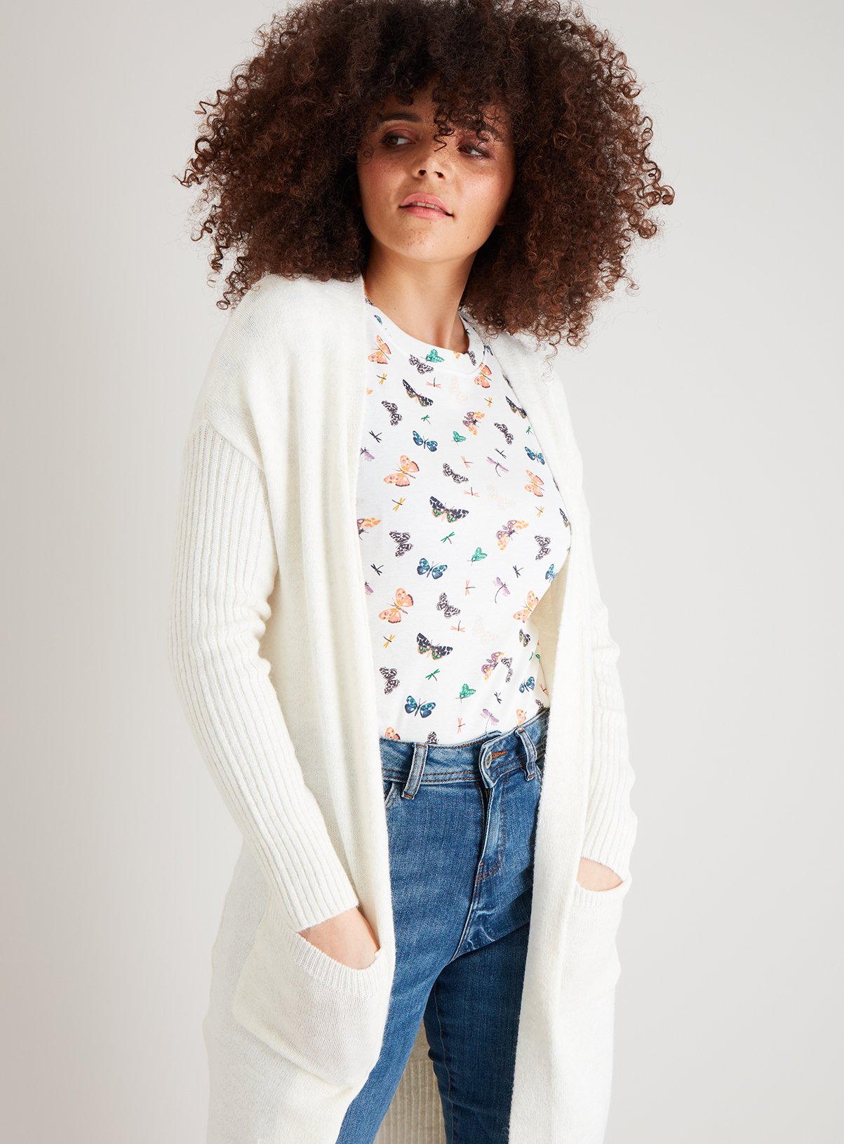 longline cream cardigan
