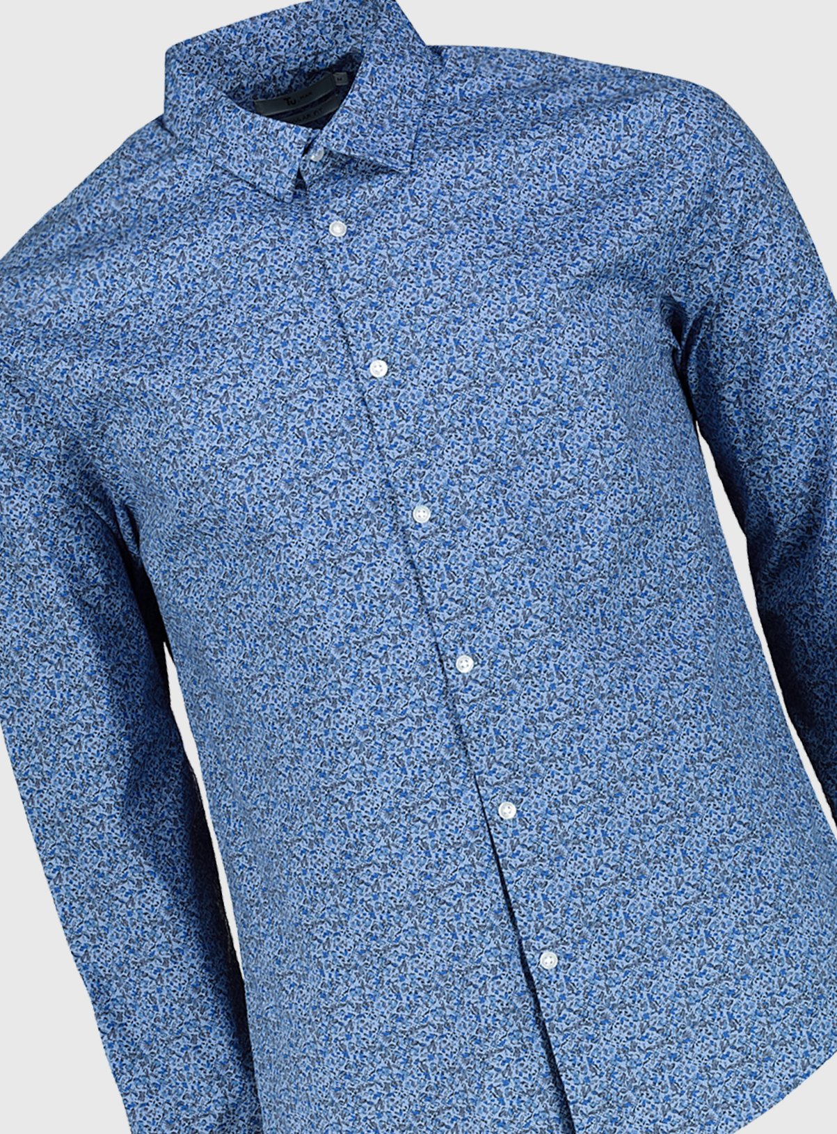 Blue Chambray Regular Fit Ditsy Floral Print Shirt Review