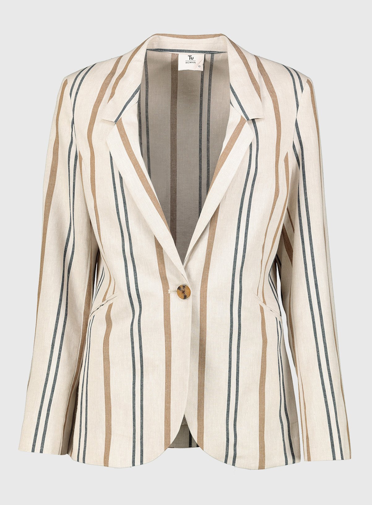 Beige Stripe Linen-Rich Jacket Review