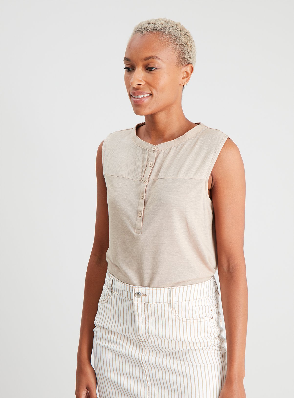 Cream Sleeveless Top With Linen Review