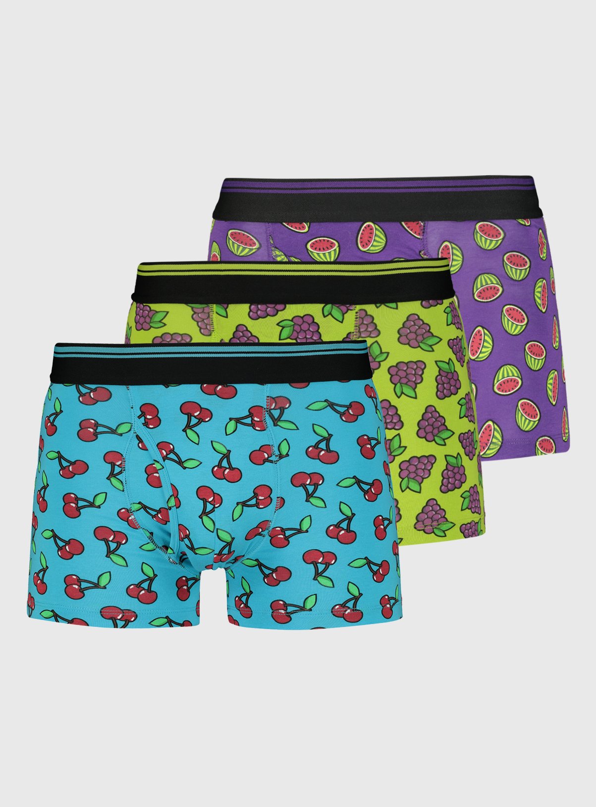 Multi Cartoon Fruit Print Trunks 3 Pack Review