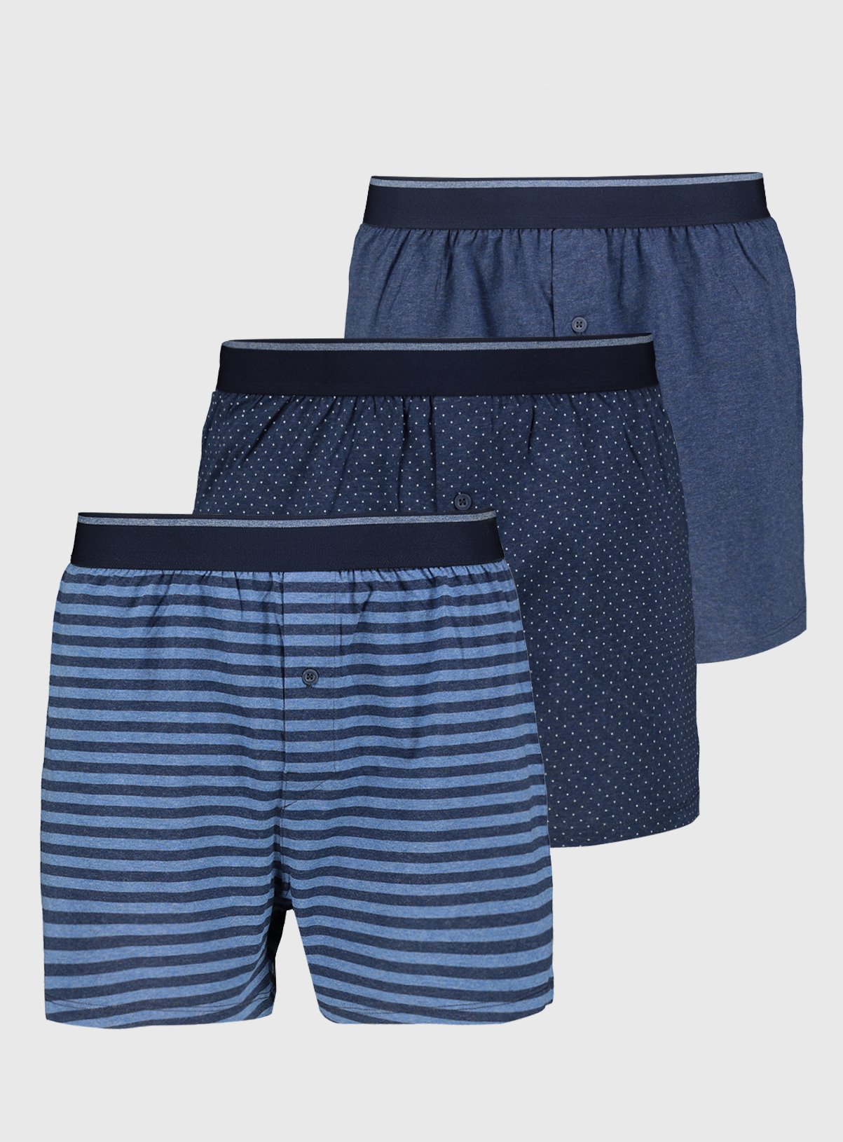 Blue Stripe, Dotted & Marl Jersey Boxers 3 Pack Review