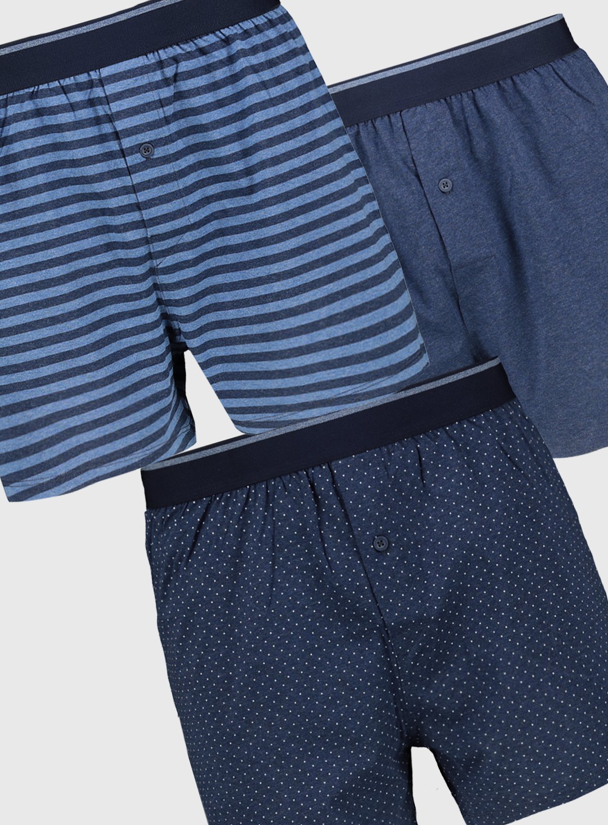 Blue Stripe, Dotted & Marl Jersey Boxers 3 Pack Review