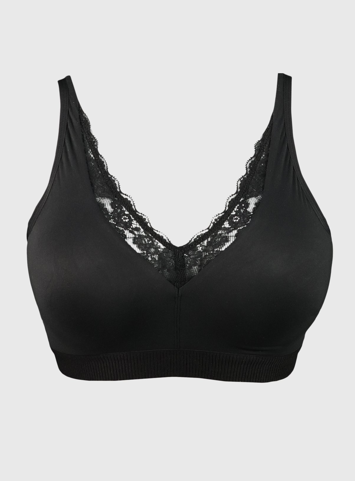 Black Dual Mould Lace Trim Lounge Bra Review