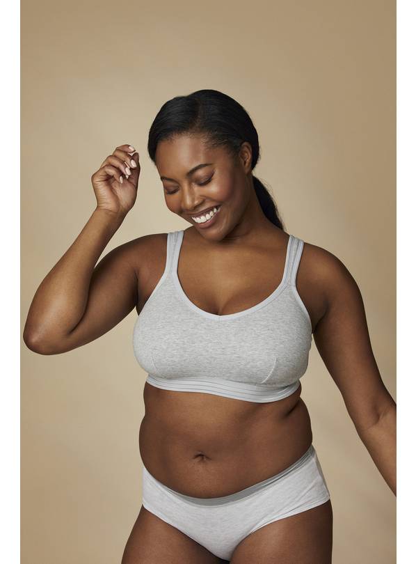 Buy DD+ Grey Full Cup Support CottonRich Bra 34GG Bras Argos