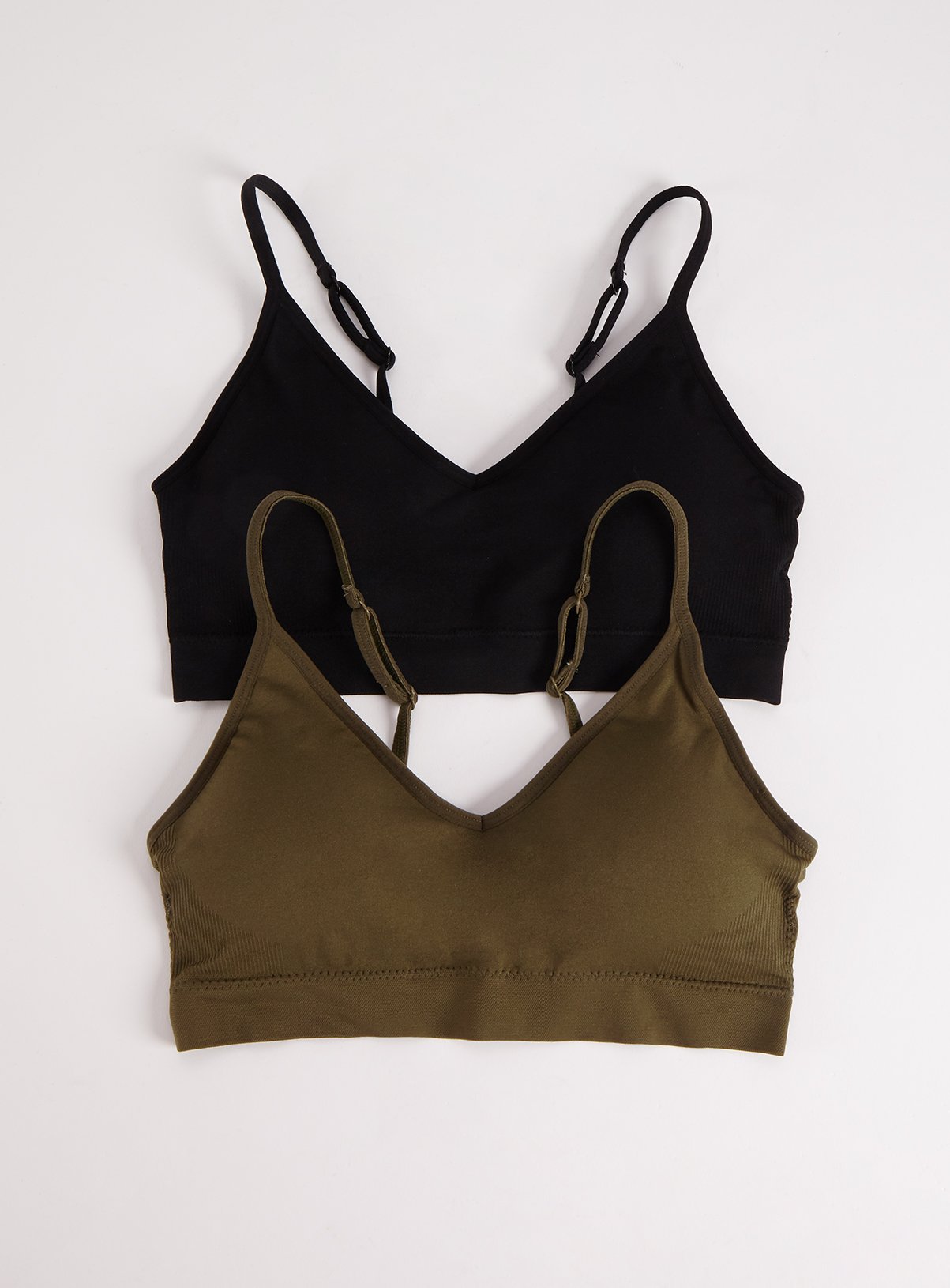 Khaki & Black Seamless Stretch Crop Top 2 Pack Review