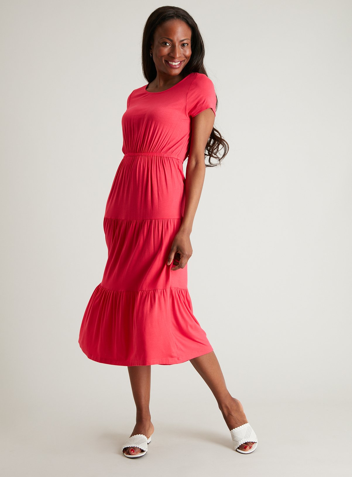 Pink Jersey Tiered Maxi Dress Review