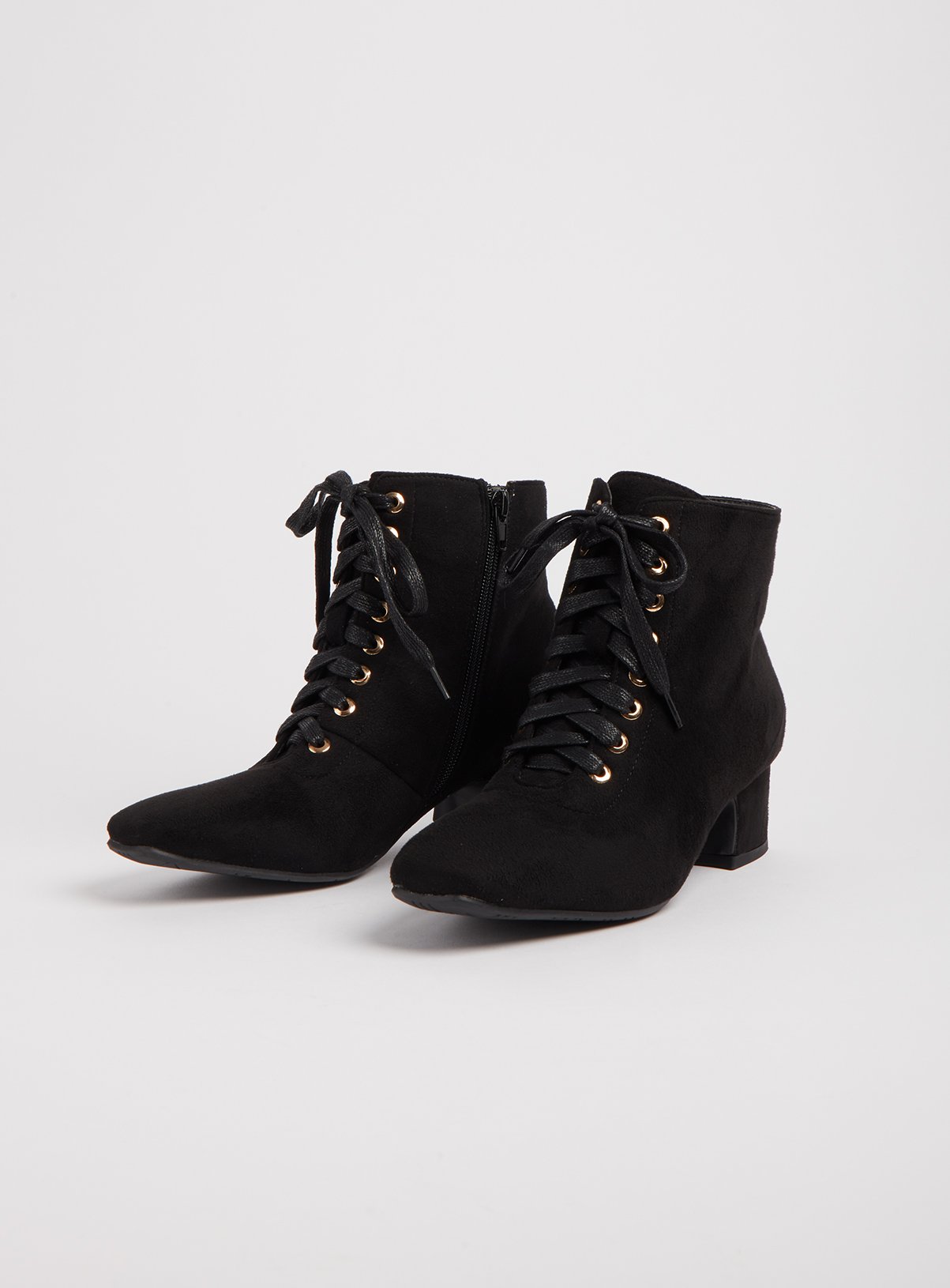 black lace up suede ankle boots