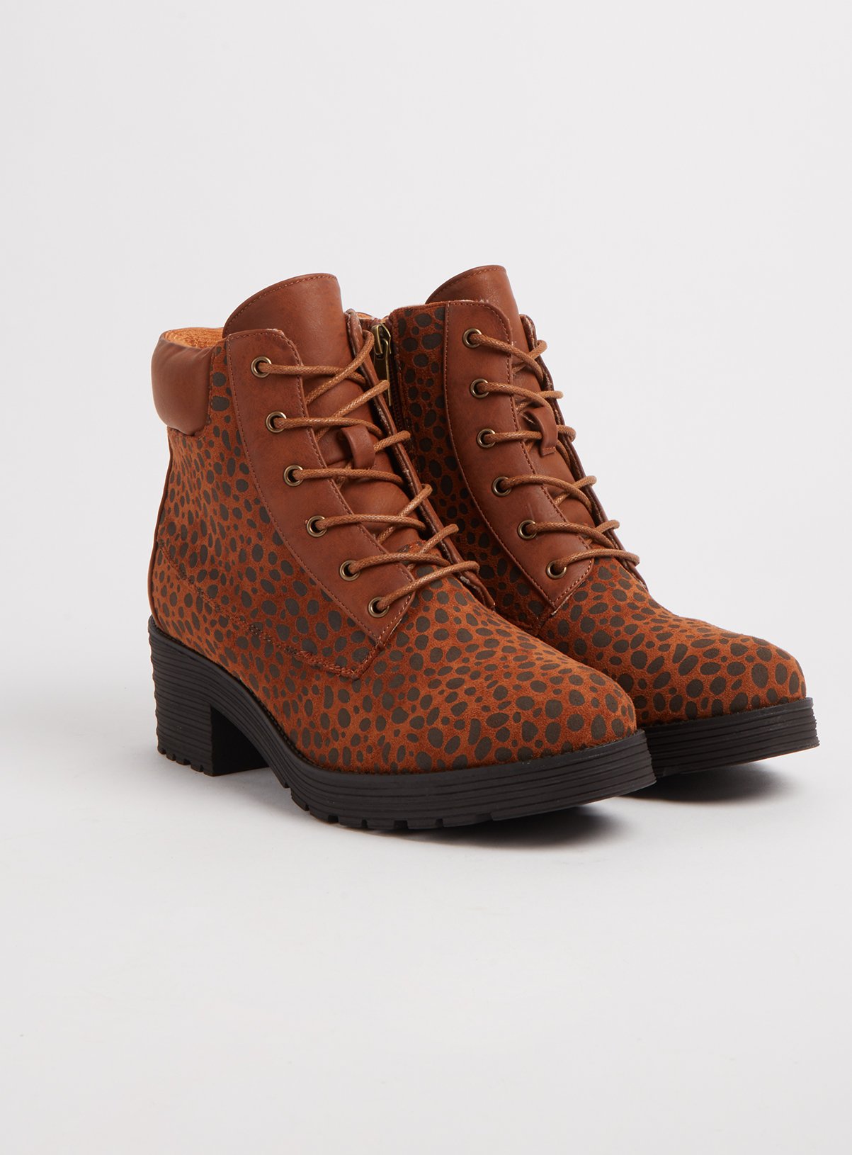 SPOT ON Brown Animal Print Lace Up Boots Review