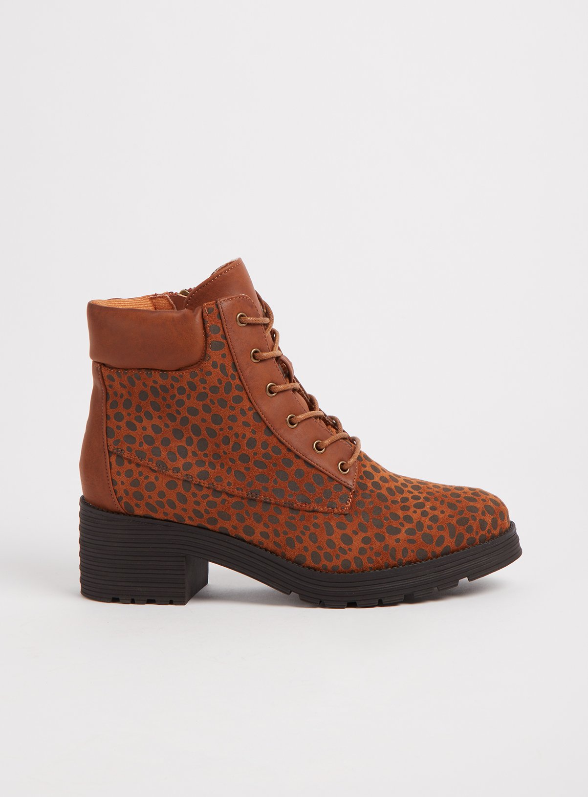 SPOT ON Brown Animal Print Lace Up Boots Review