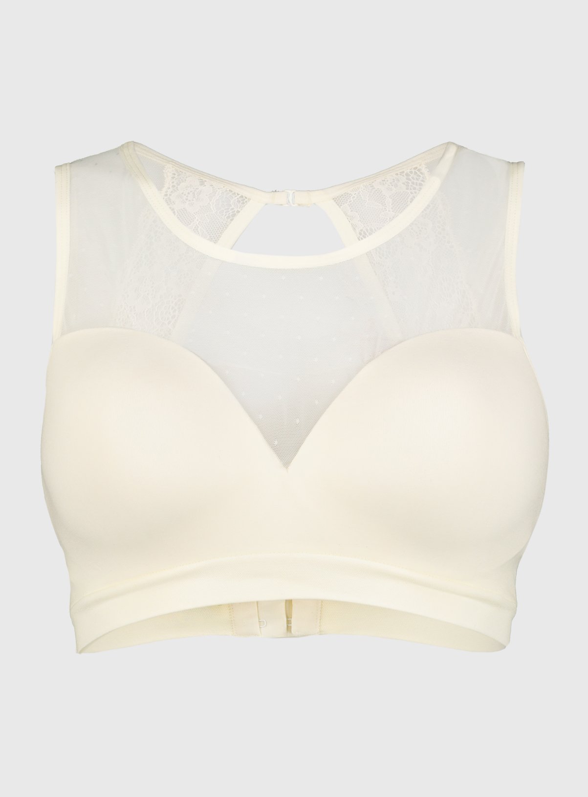 Ivory Spot Mesh Seamless Stretch High Neck Bra Review