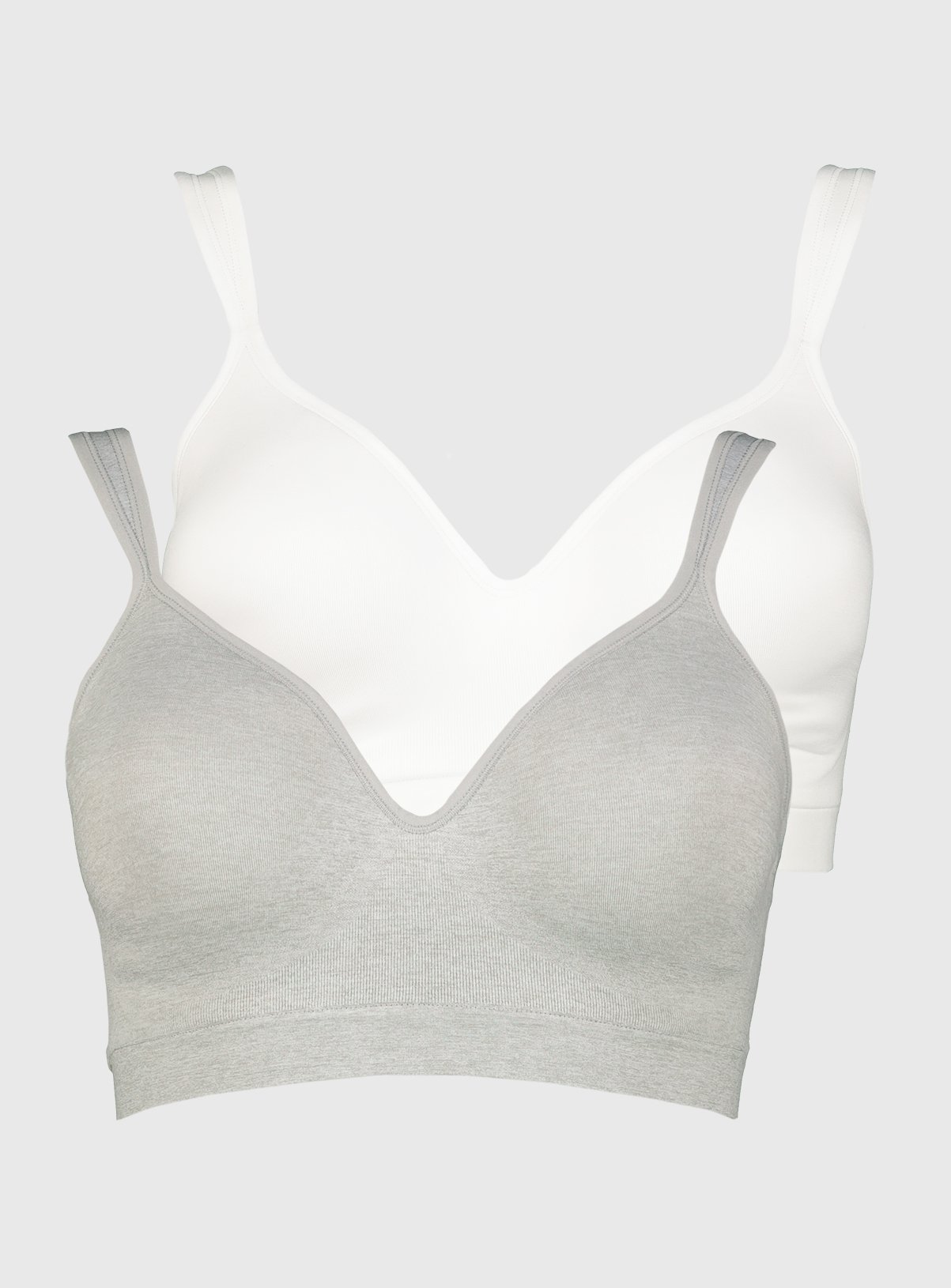 Grey & White Seamless Stretch Plunge Bra 2 Pack Review