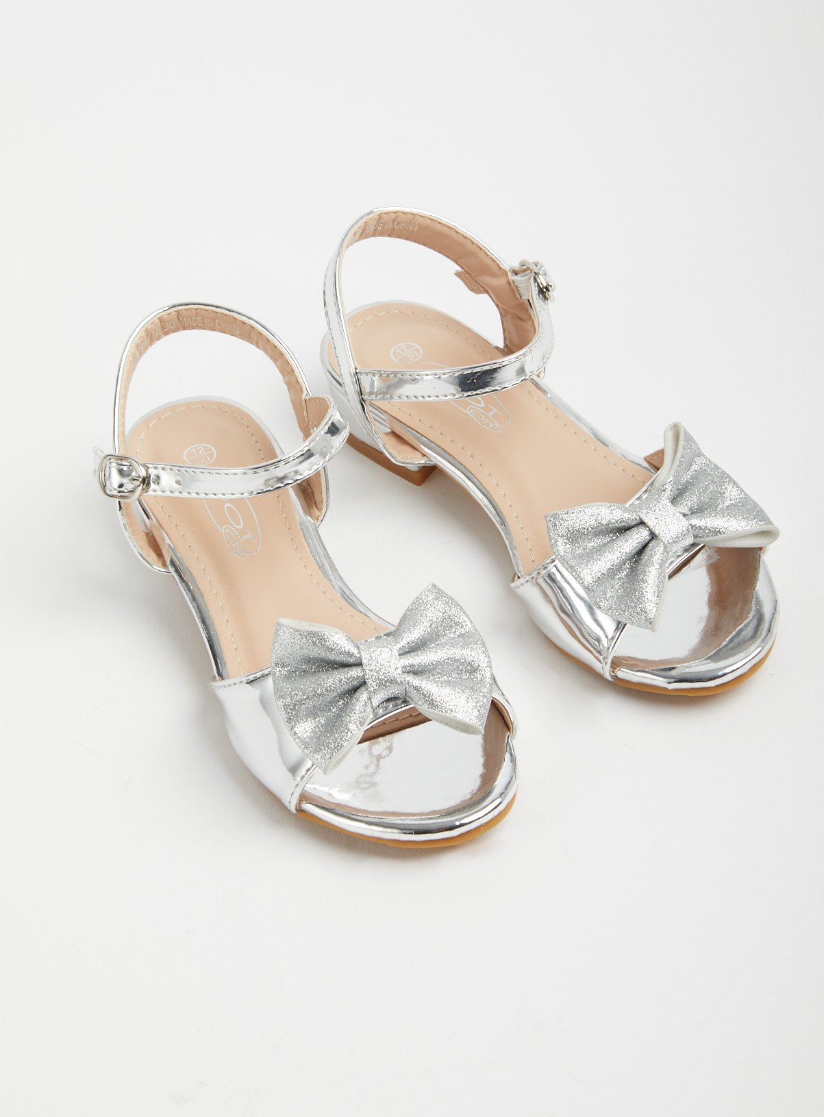 silver bow sandals