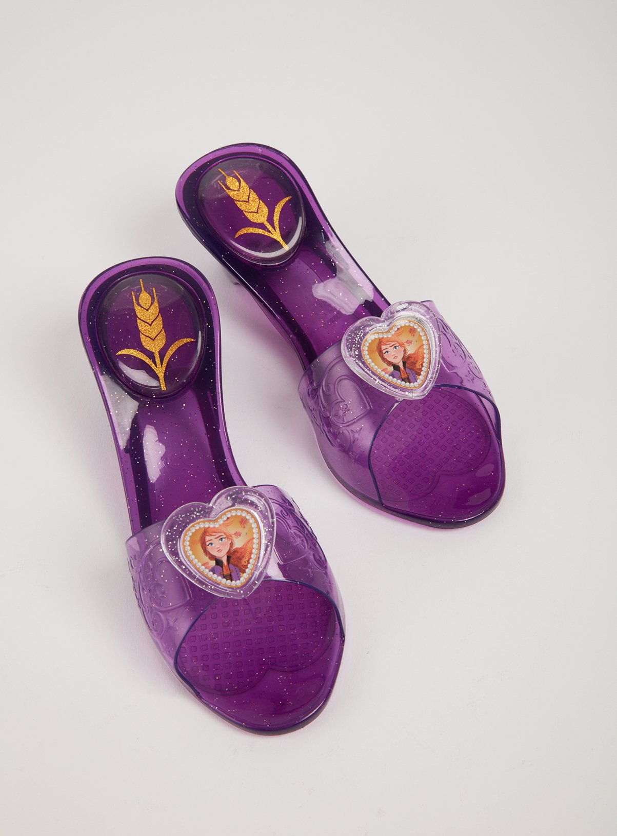 purple frozen shoes