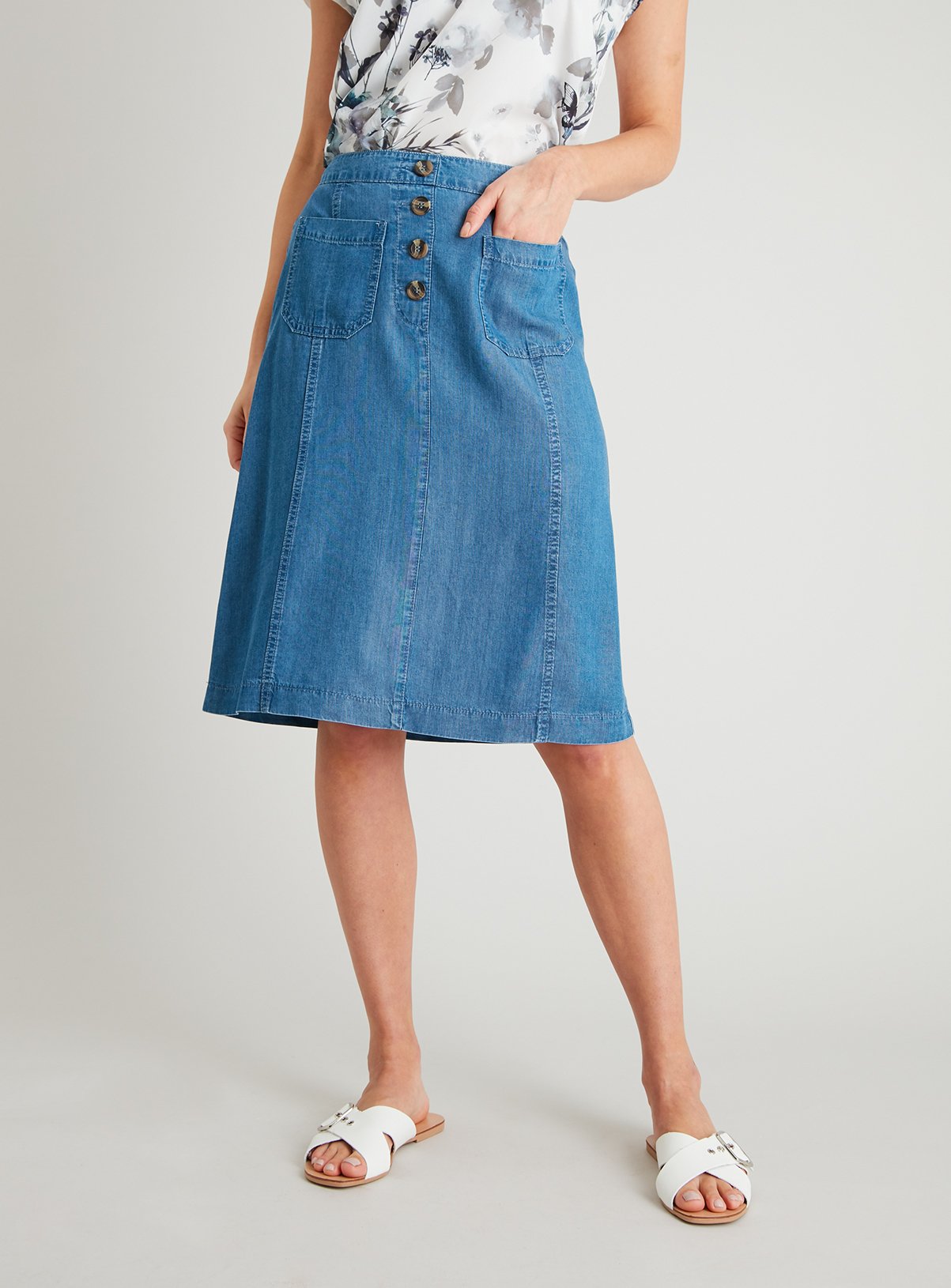 Denim Blue A-Line Tencel Skirt Review