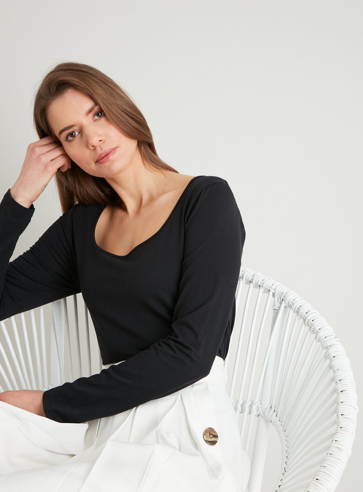 Black Square Neck Luxe Long Sleeve Top Review