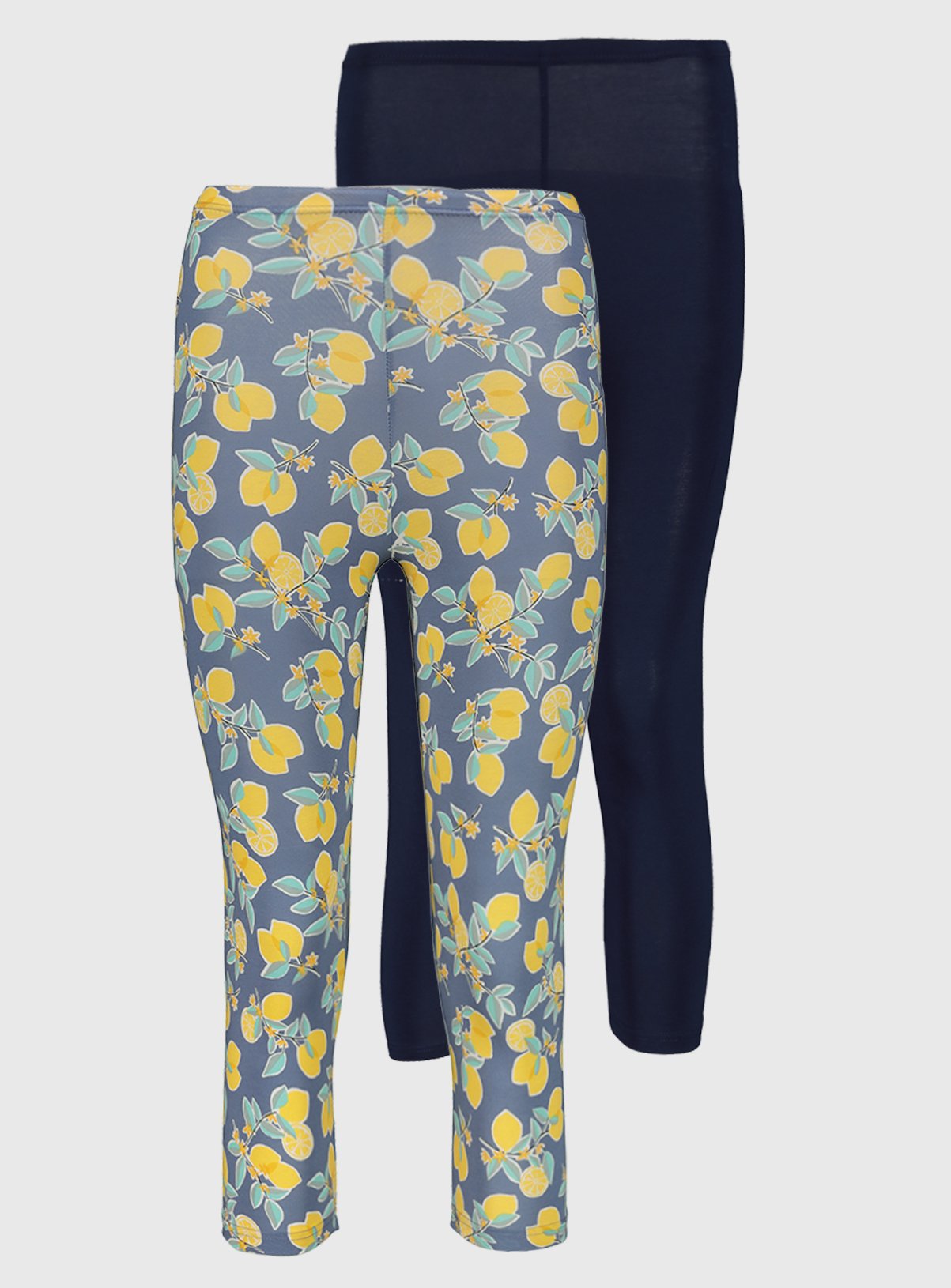 Lemon Print & Plain Navy Cropped Leggings 2 Pack Review