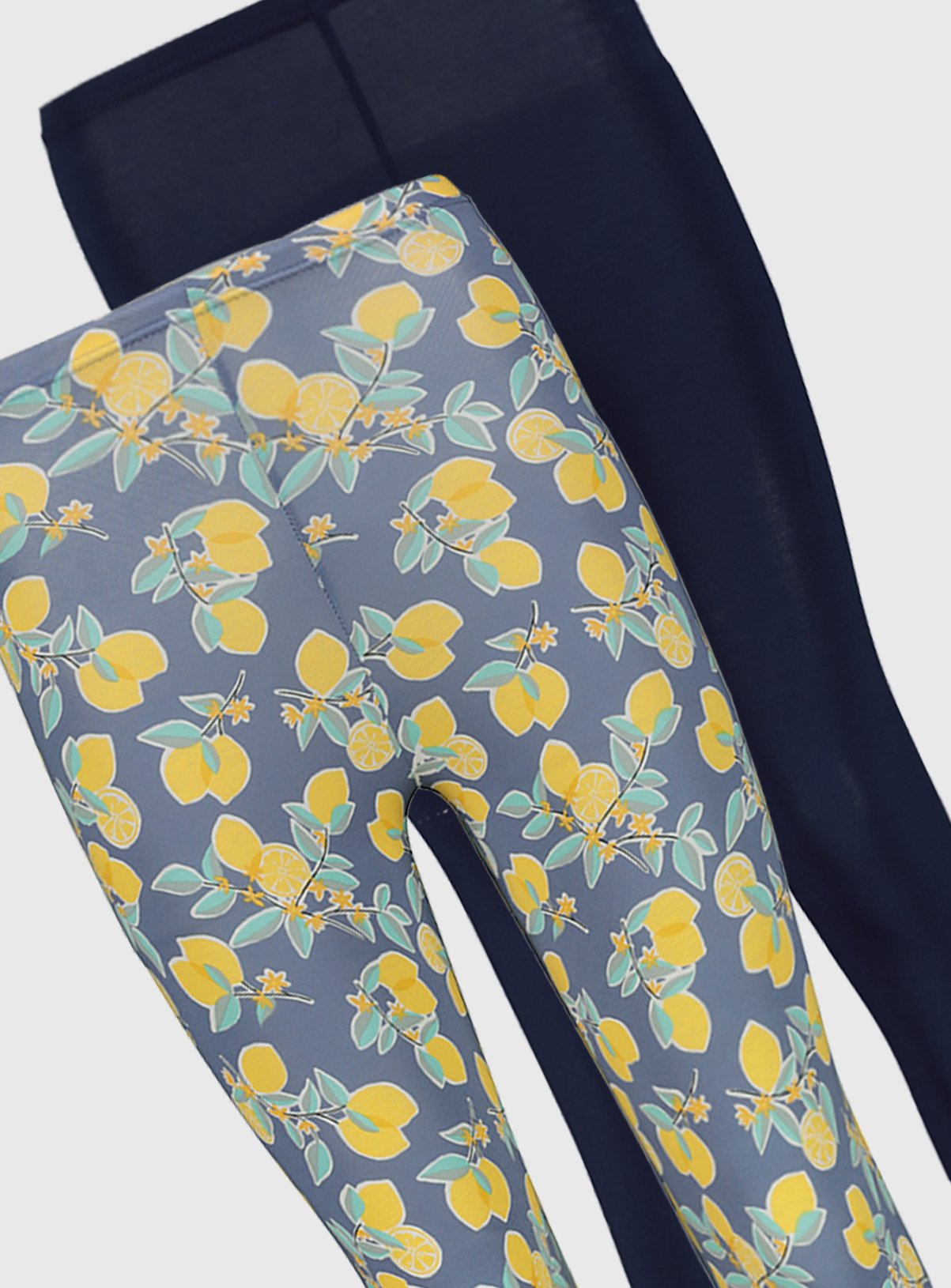 Lemon Print & Plain Navy Cropped Leggings 2 Pack Review