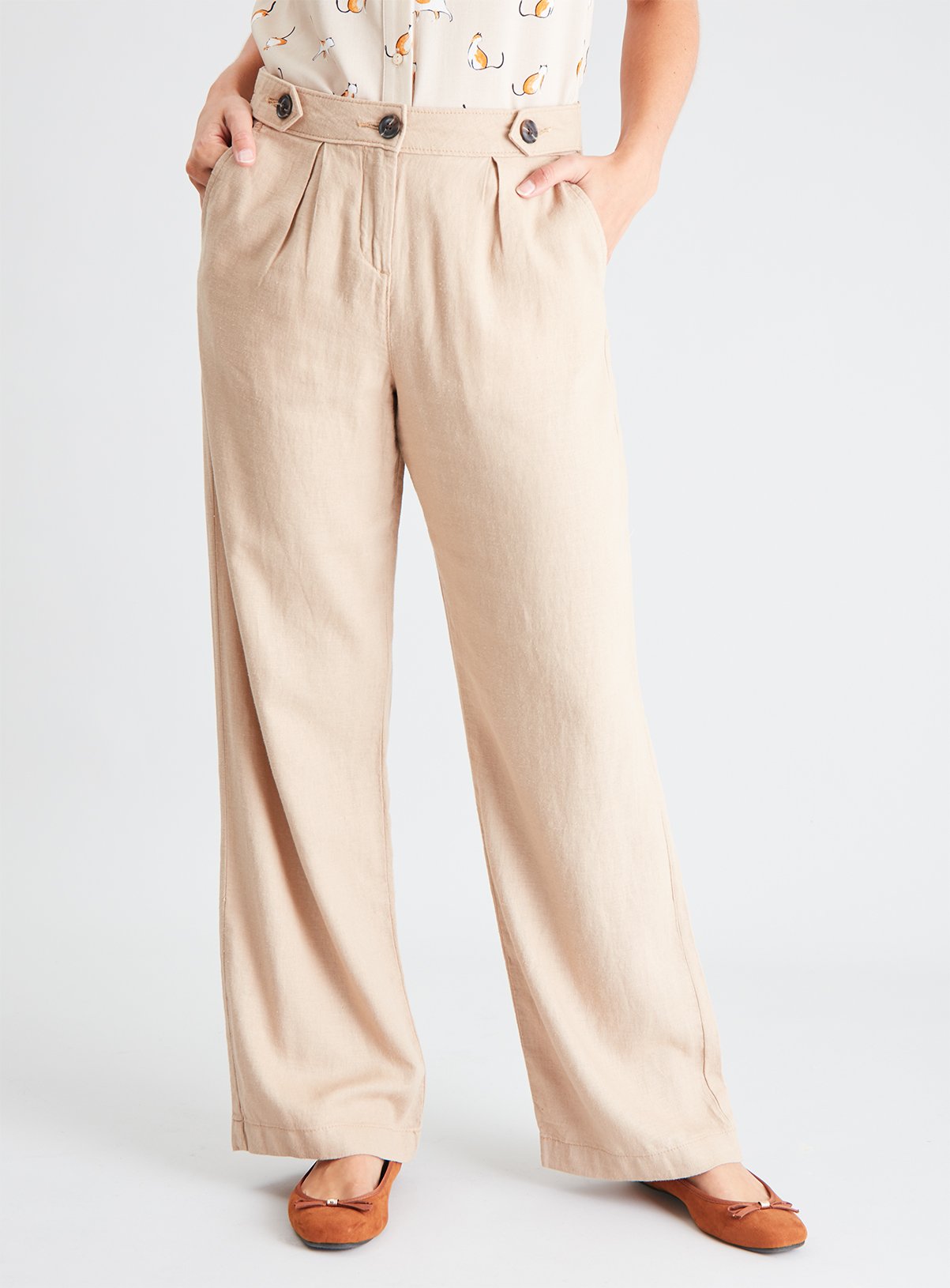 Stone Linen-Rich Wide Leg Trousers Review