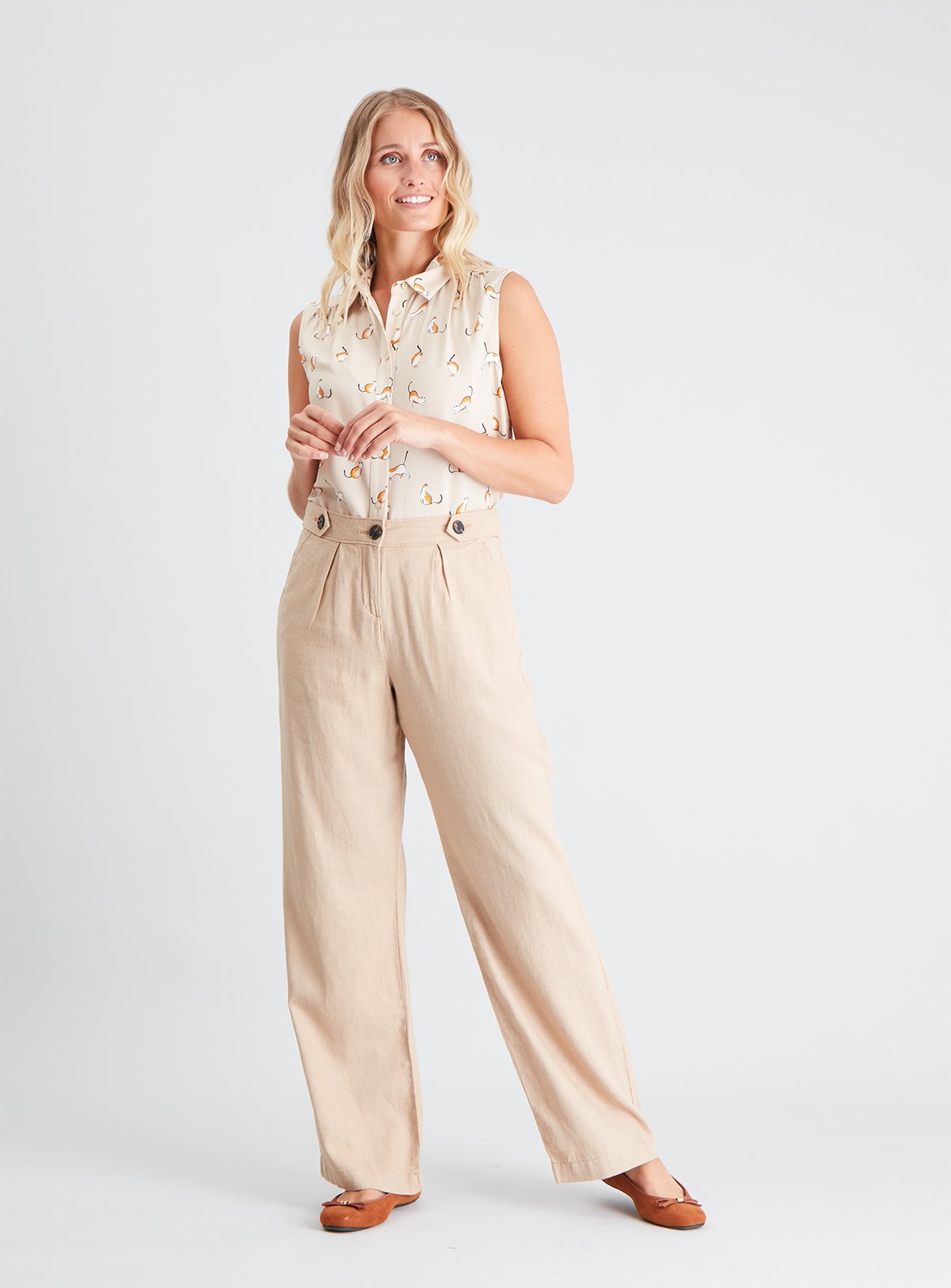 Stone Linen-Rich Wide Leg Trousers Review