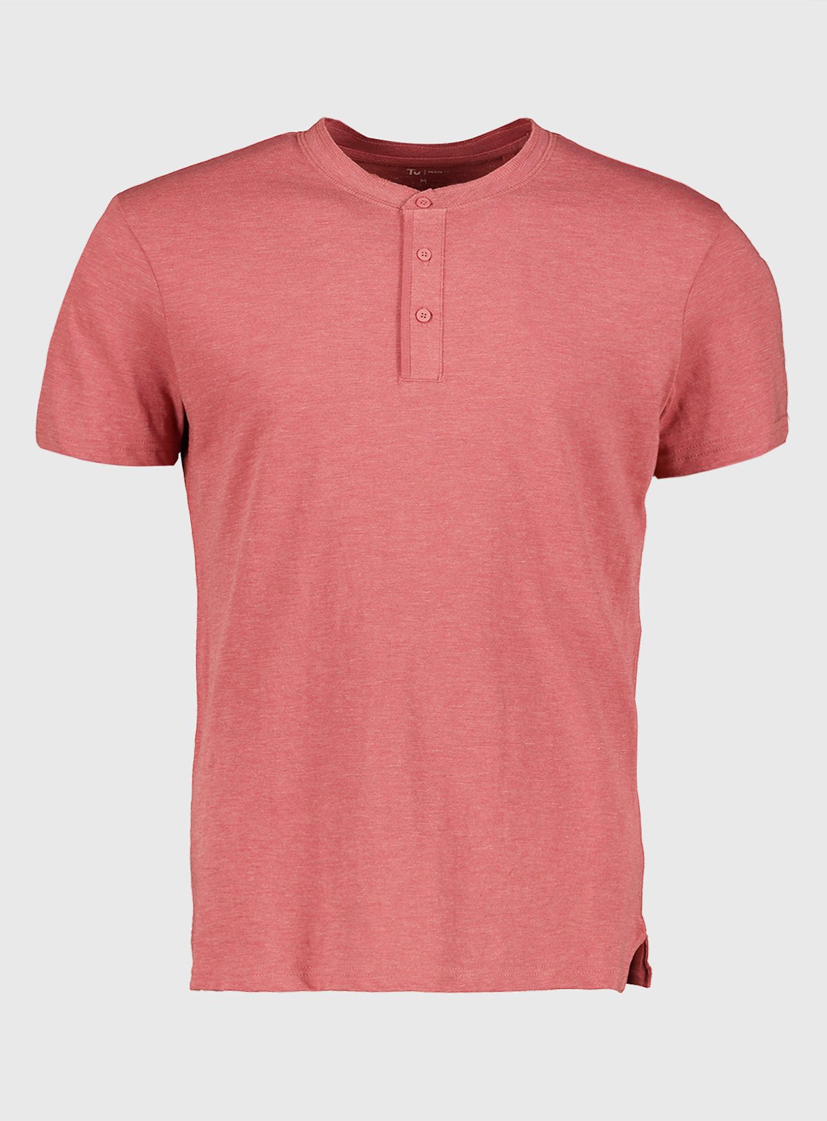 Salmon Pink Marl Short Sleeve Grandad T-Shirt Review