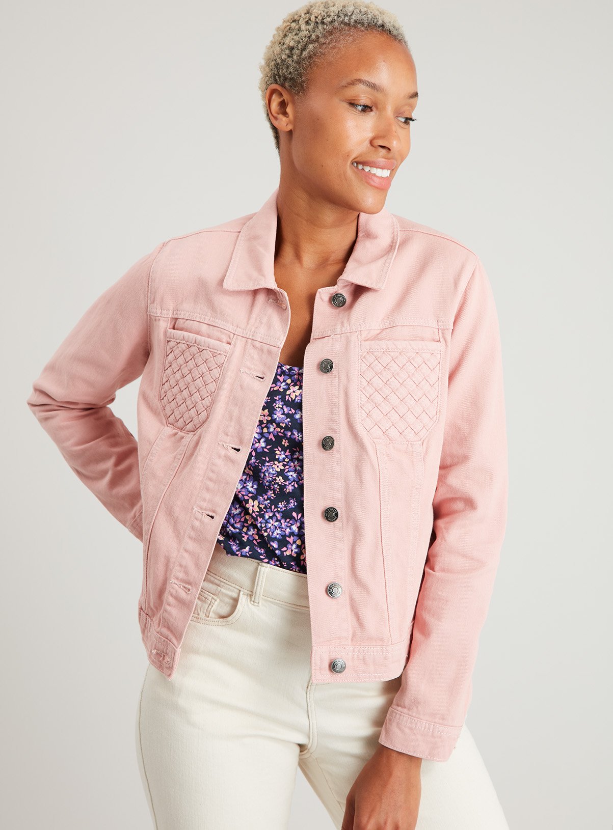 pink denim jacket