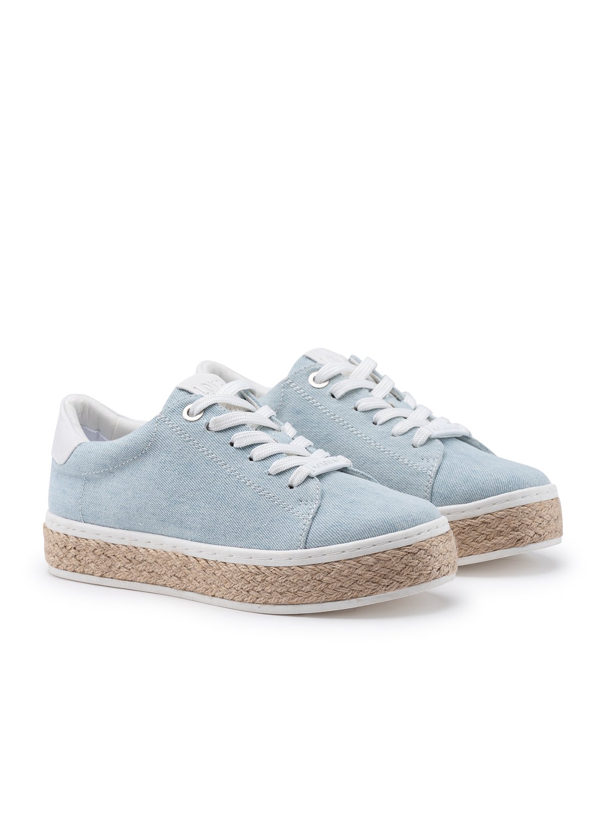 blue trainers with white soles