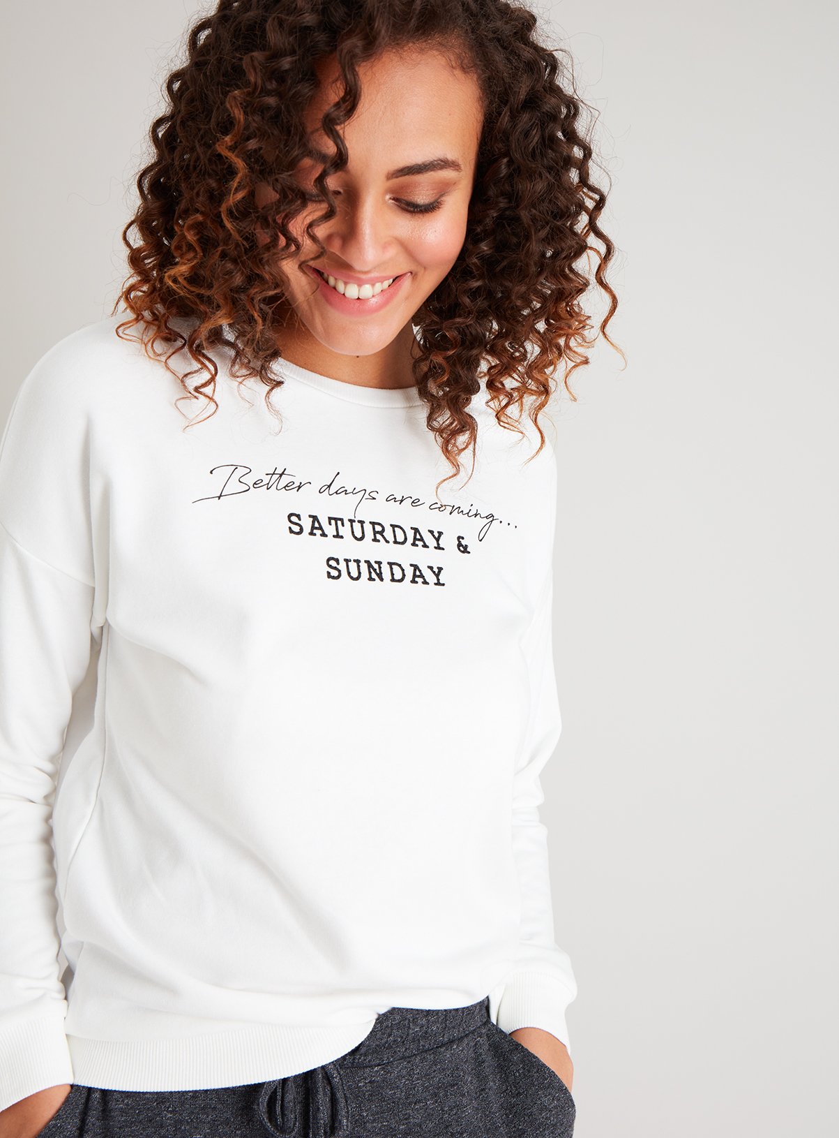 ladies slogan jumper