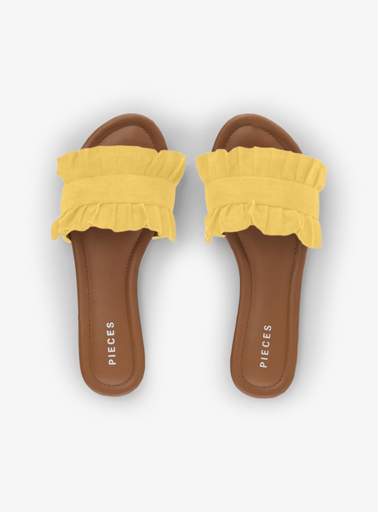 PIECES Yellow Frill Mules Review