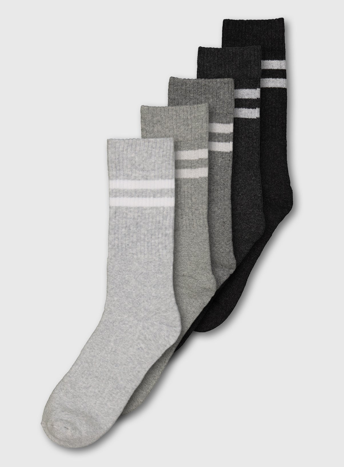 Grey Double Stripe Arch Support Sports Socks 5 Pack Review