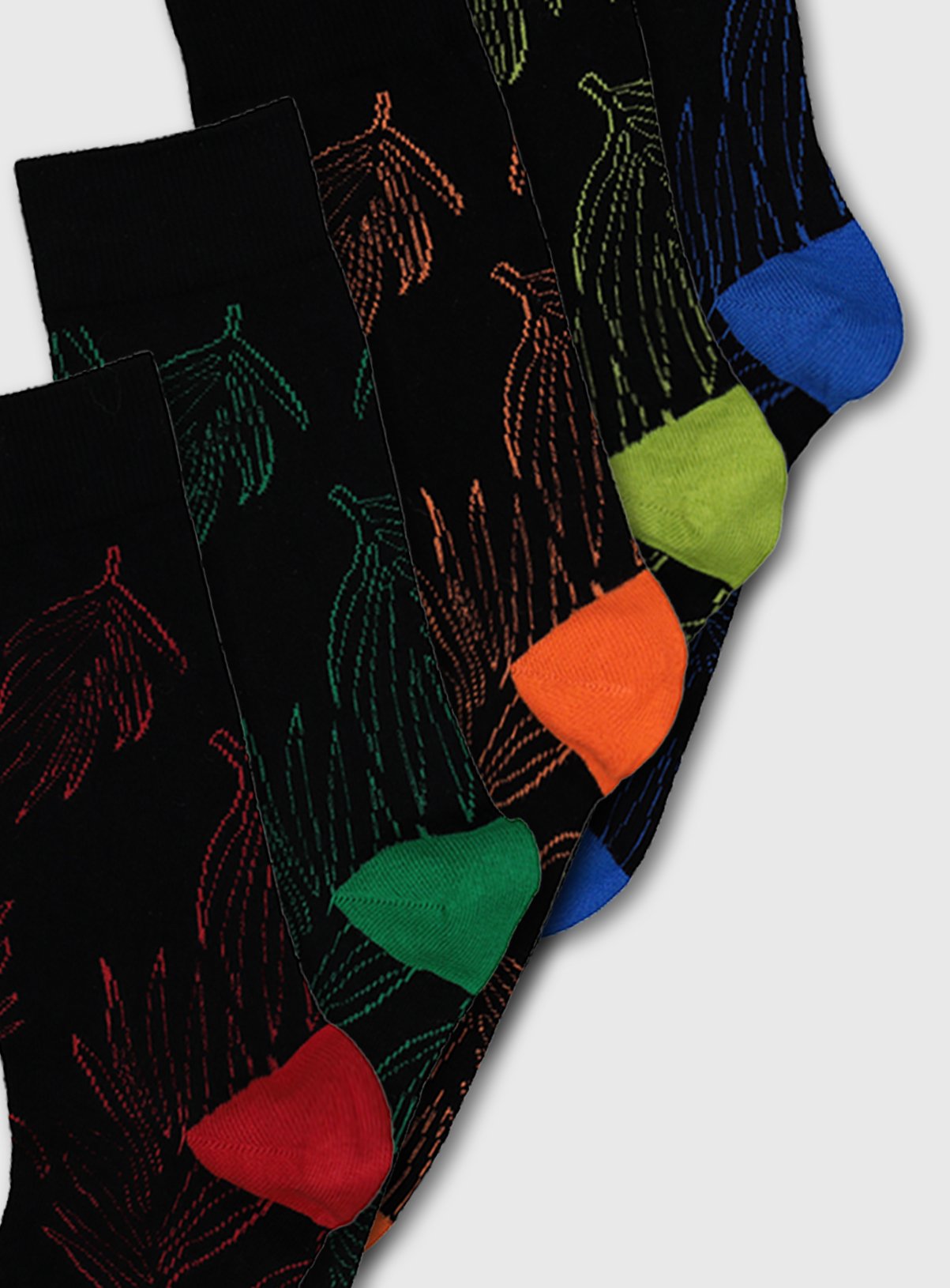 Black & Multi Tropical Leaf Stay Fresh Socks 5 Pack Review