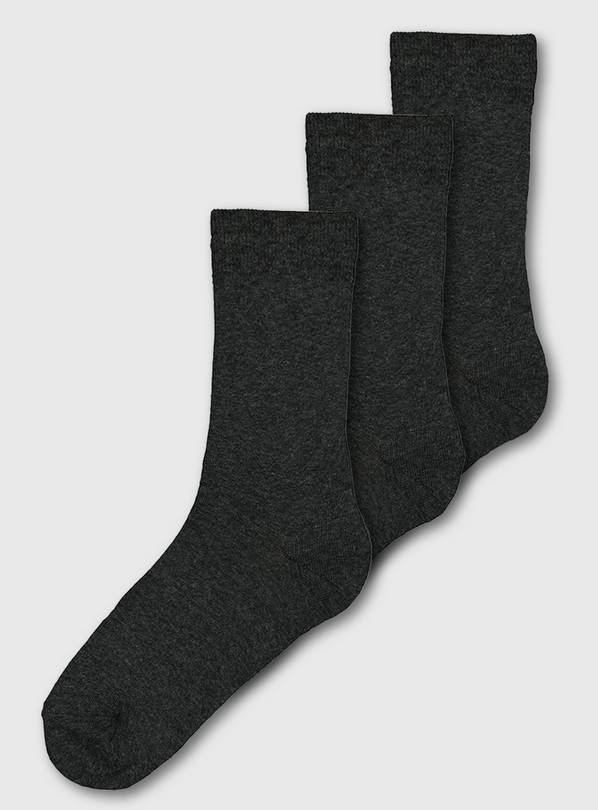 Charcoal Plain Trouser Socks 3 Pack - 9-12