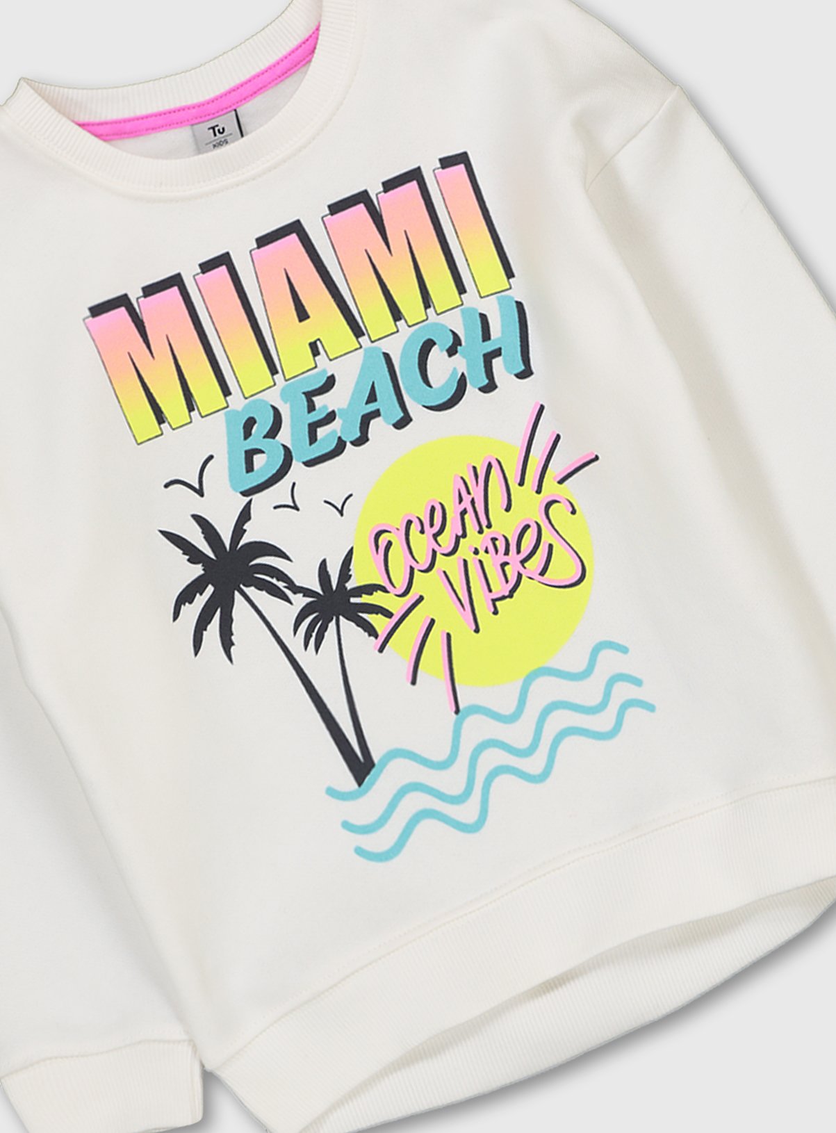 White 'Miami Beach' Slogan Sweatshirt Review