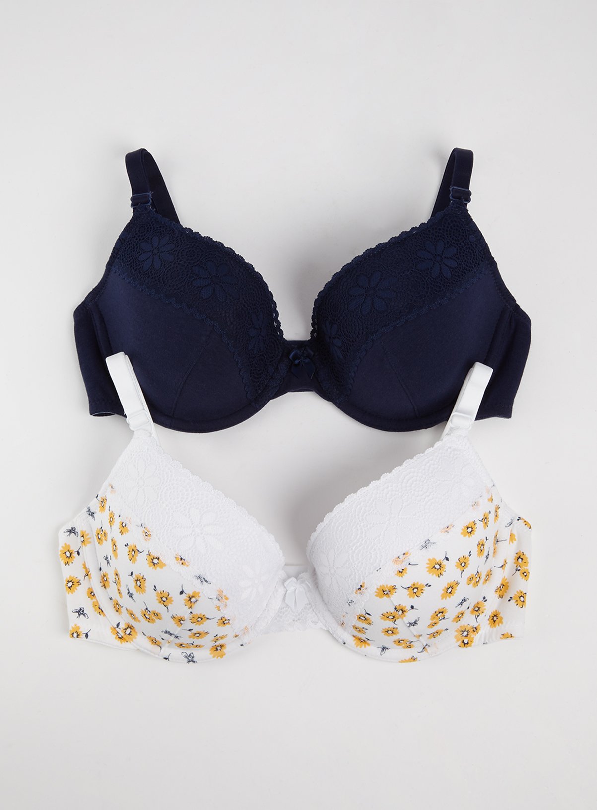 Floral & Navy Cotton-Rich Plunge T-Shirt Bra 2 Pack Review