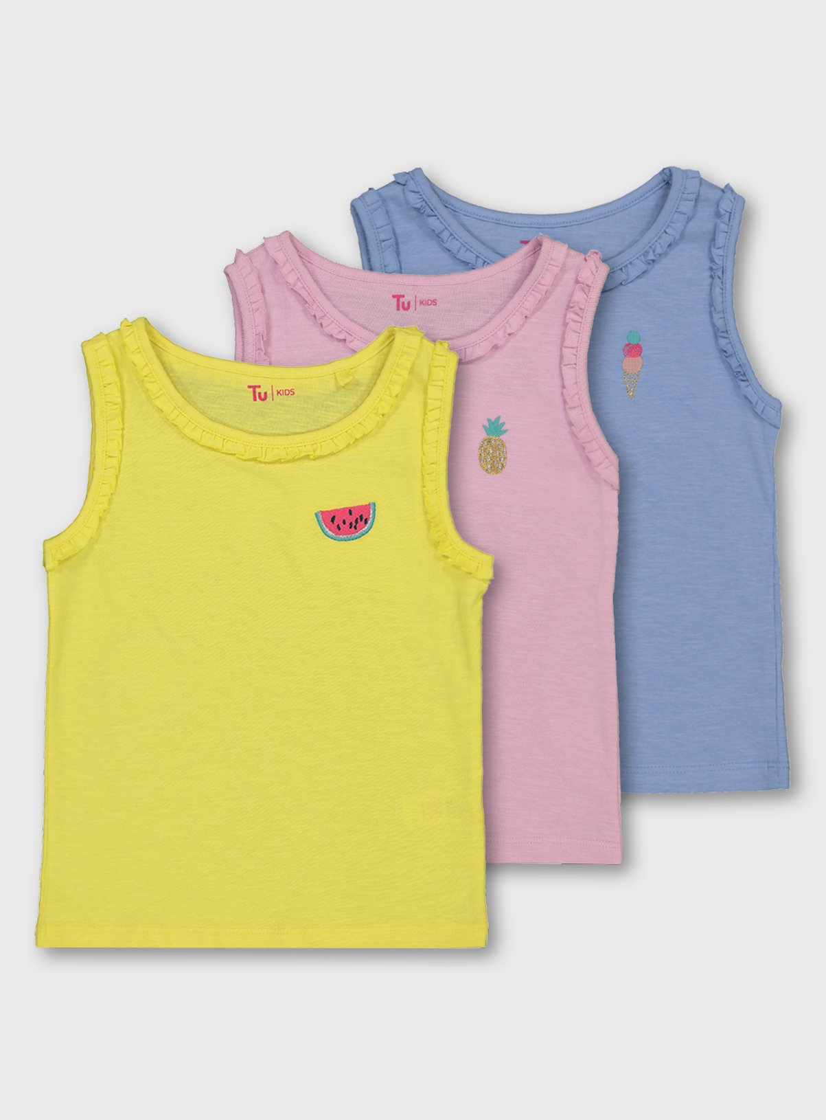 Pastel Fruity Frill Trim Vest 3 Pack Review