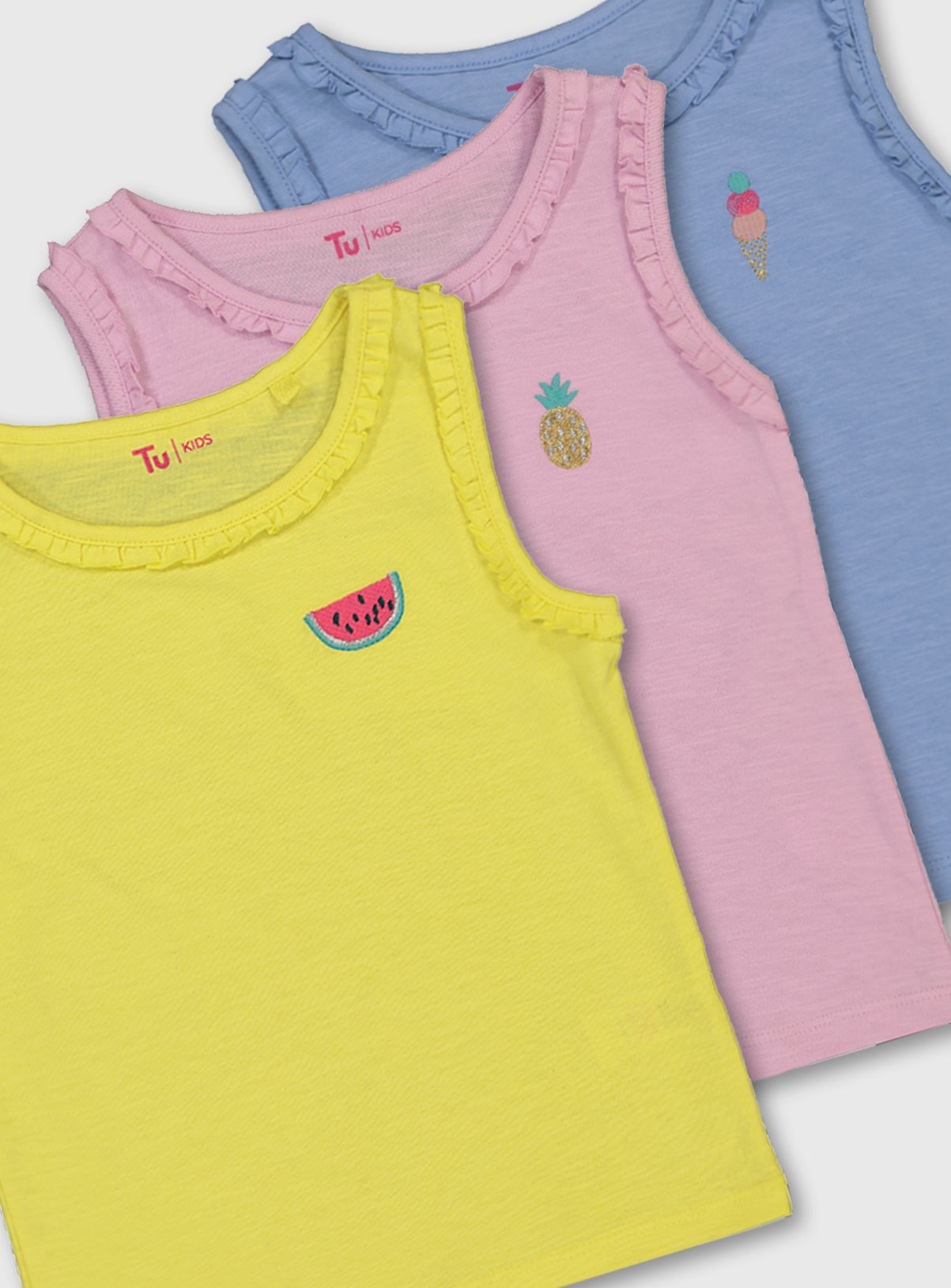 Pastel Fruity Frill Trim Vest 3 Pack Review