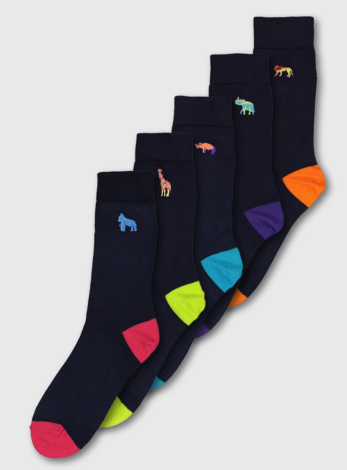 Navy Stay Fresh Animal Embroidery Socks 5 Pack Review