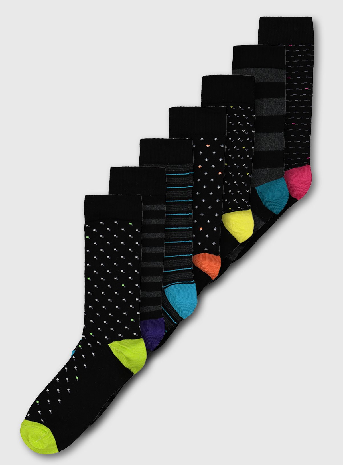 Black Bright Geometric Heel & Toe Trouser Socks 7 Pack Review