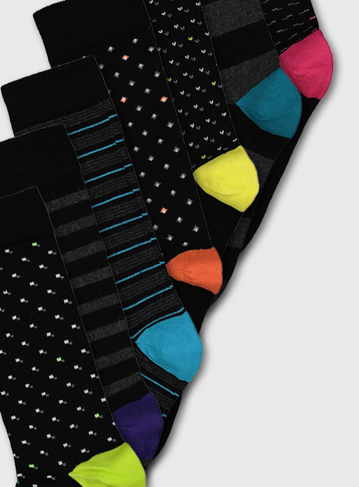 Black Bright Geometric Heel & Toe Trouser Socks 7 Pack Review