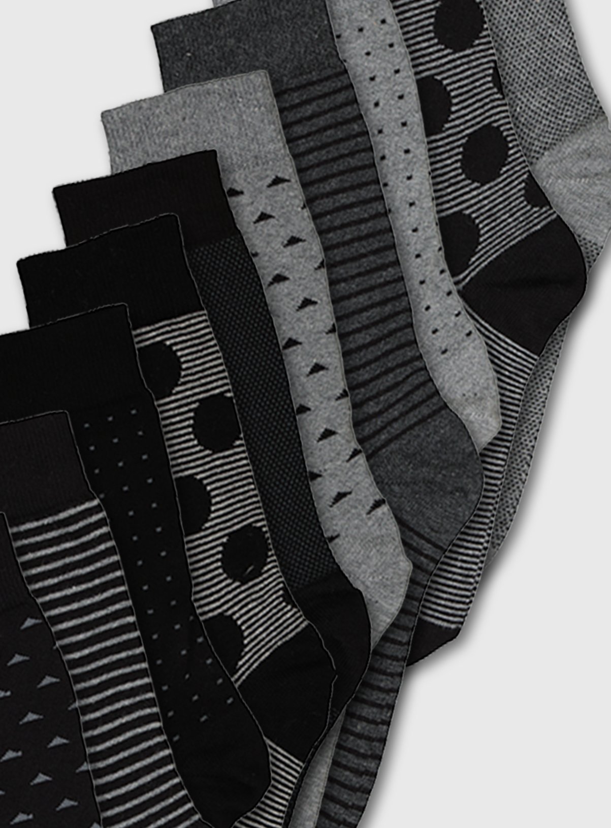 Black & Grey Geo Print Stay Fresh Socks 10 Pack Review