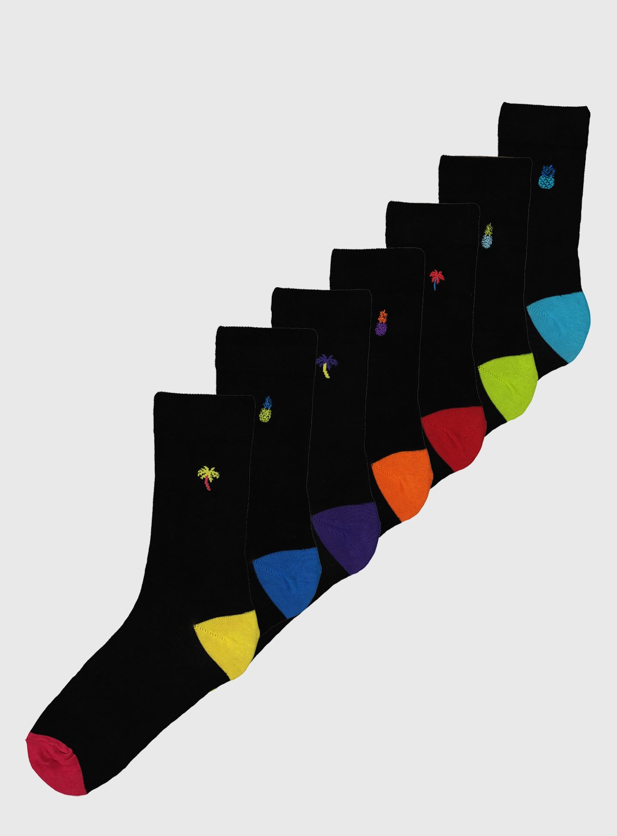 Black Neon Palm Motif Stay Fresh Socks 7 Pack Review