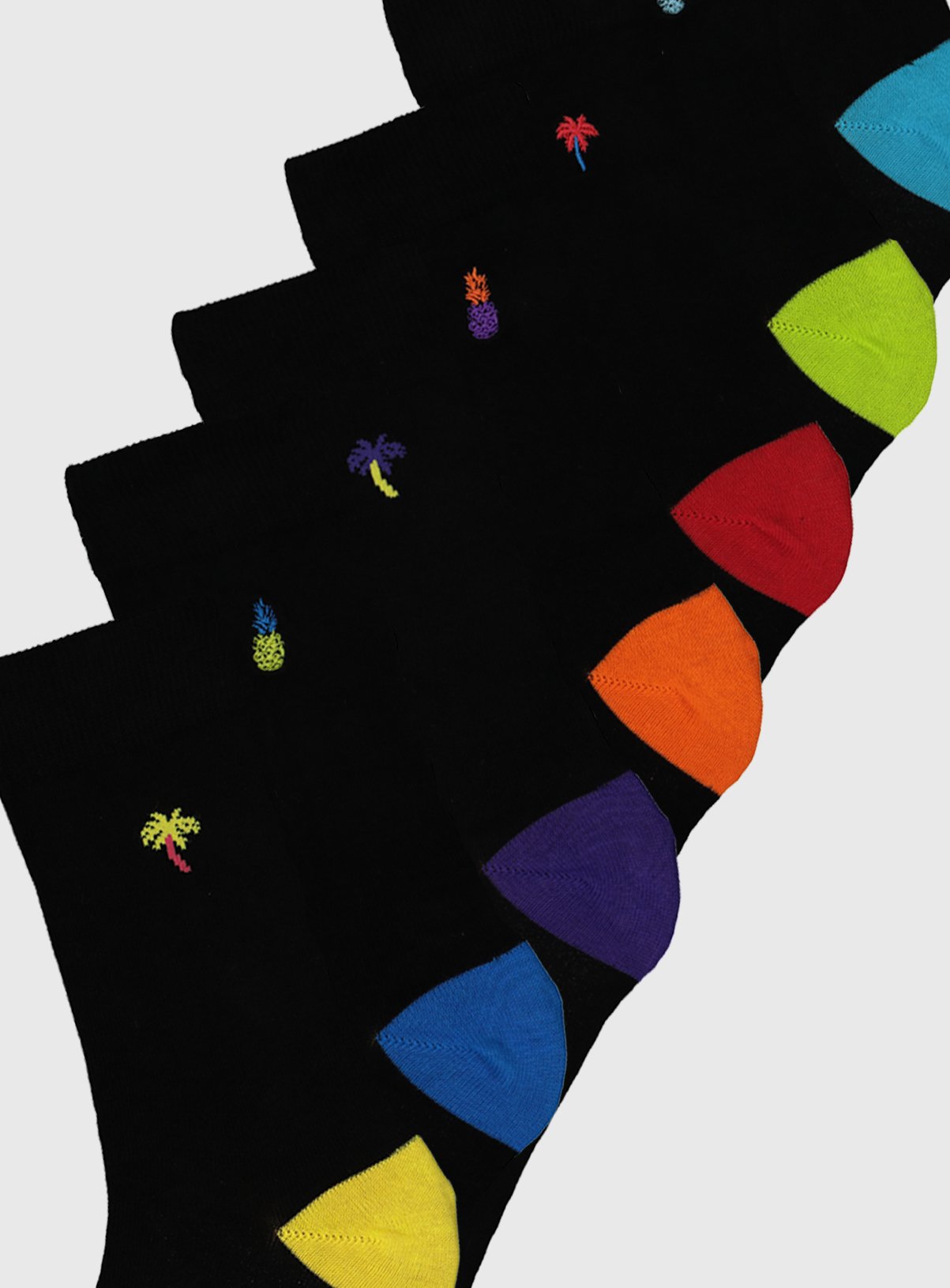 Black Neon Palm Motif Stay Fresh Socks 7 Pack Review