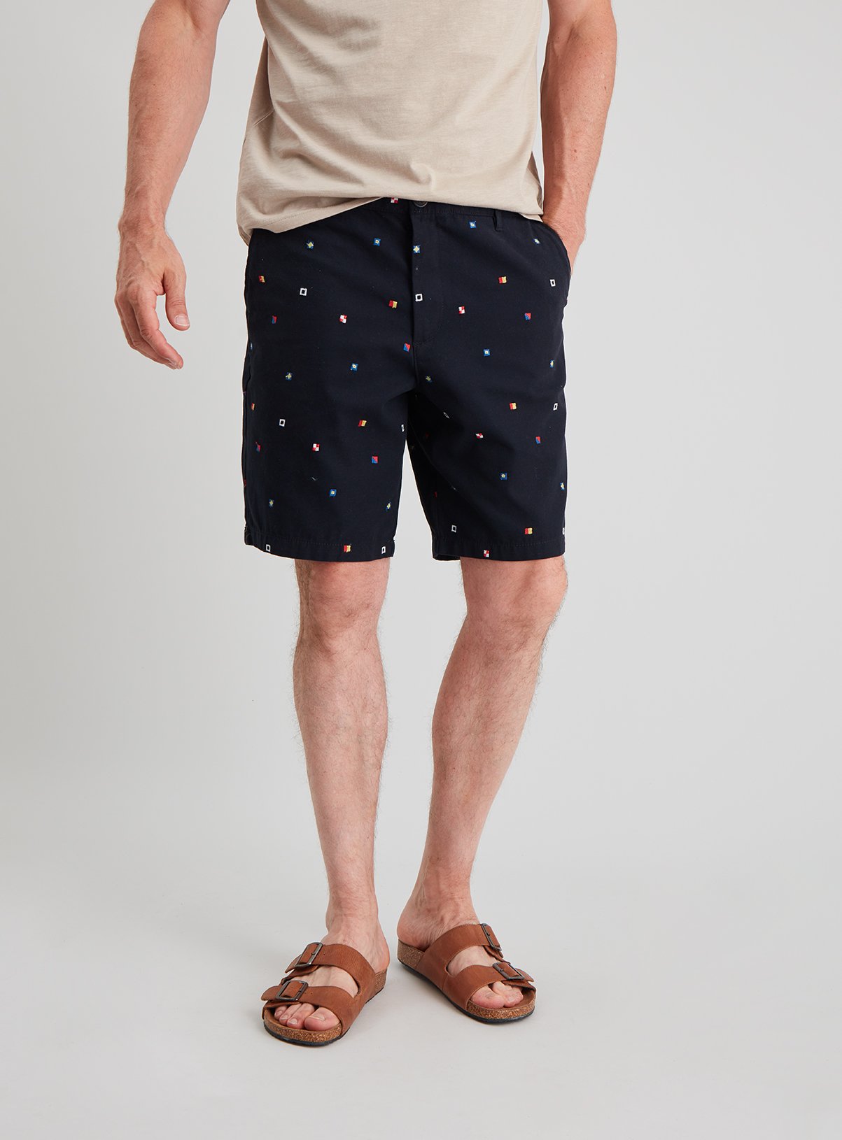 Navy Flag Embroidered Shorts Review