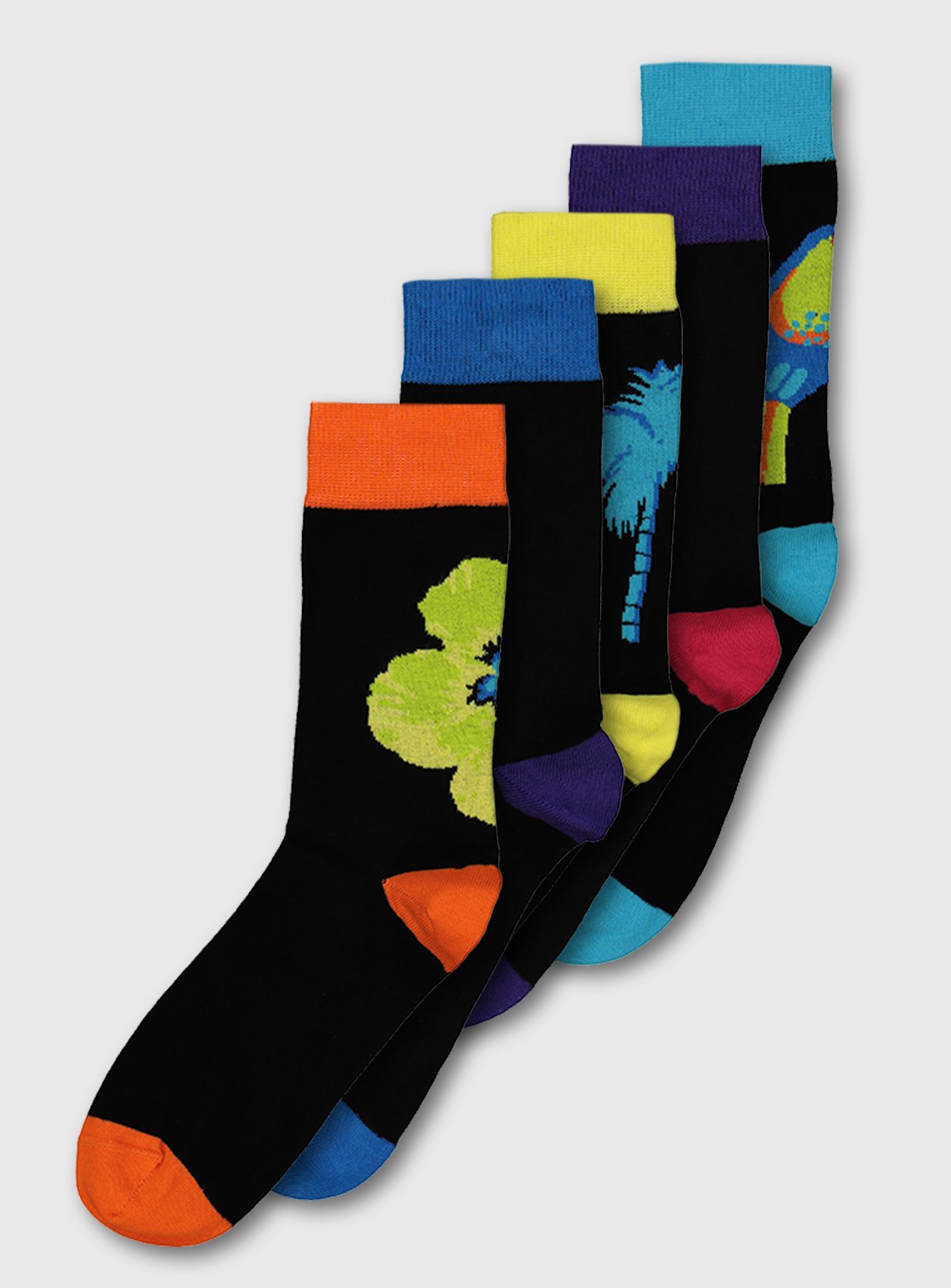 Multicoloured Tropical Bright Trouser Socks 5 Pack Review