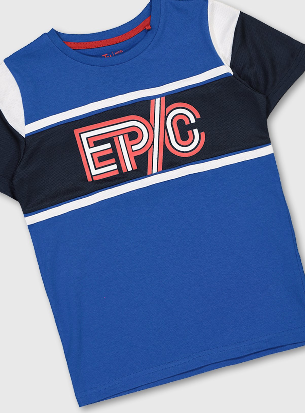 Blue Colour Block 'Epic' Slogan T-Shirt Review