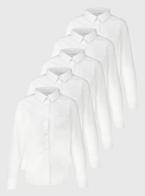 White Non Iron School Shirts 5 Pack - 14 years