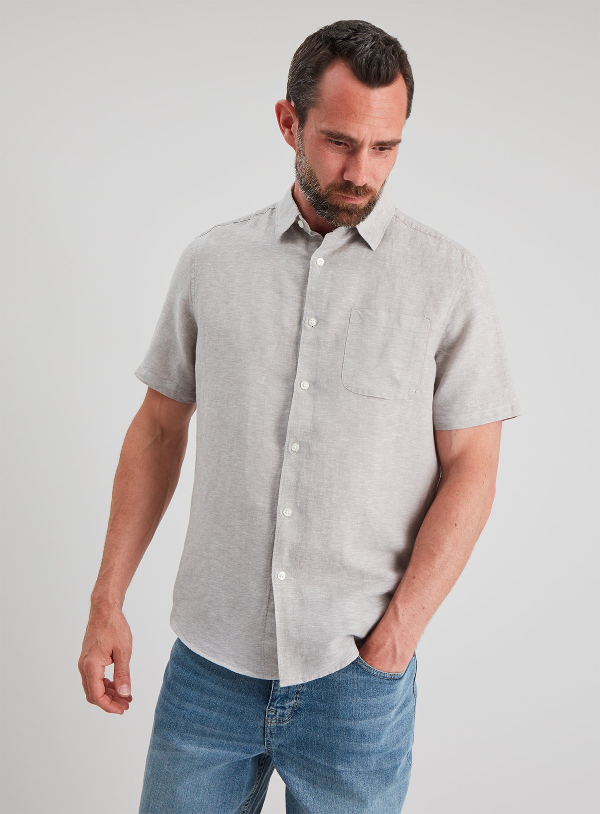 Grey Linen-Rich Regular Fit Shirt Review