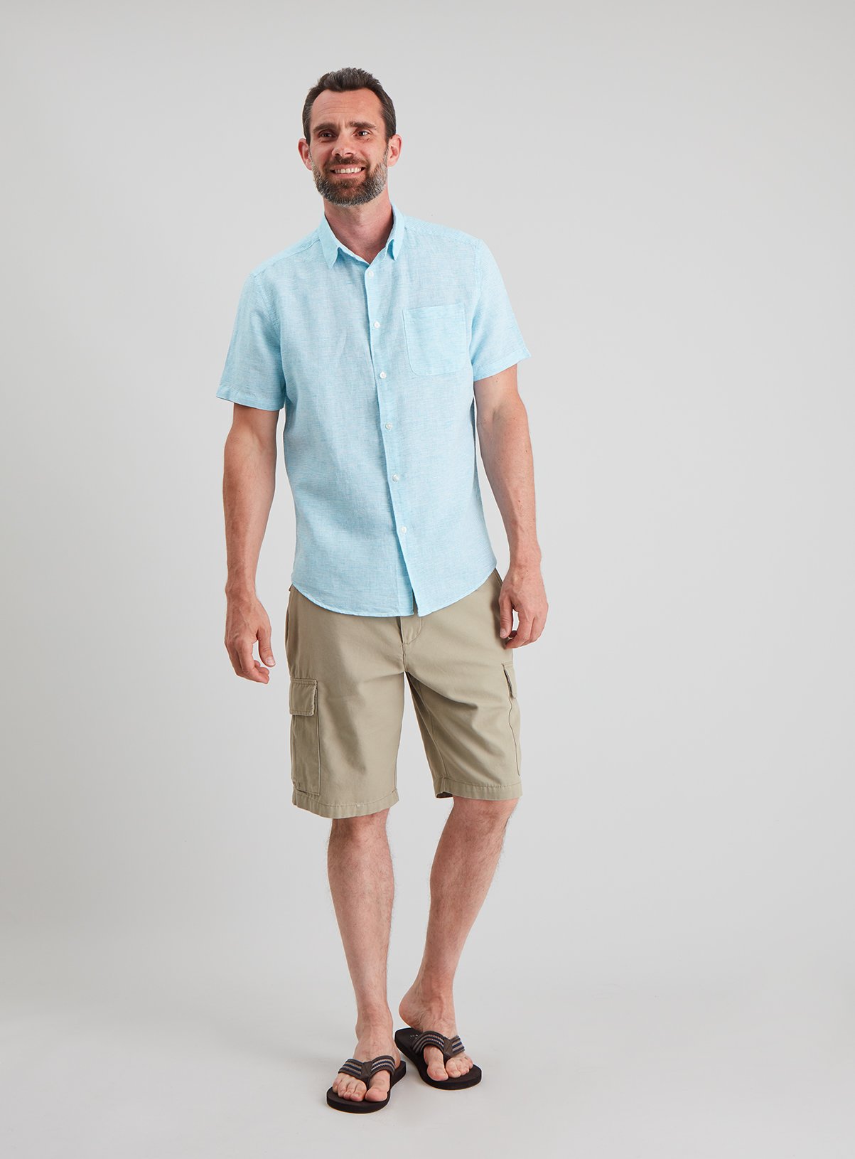 Teal Fine Stripe Linen-Rich Regular Fit Shirt Review