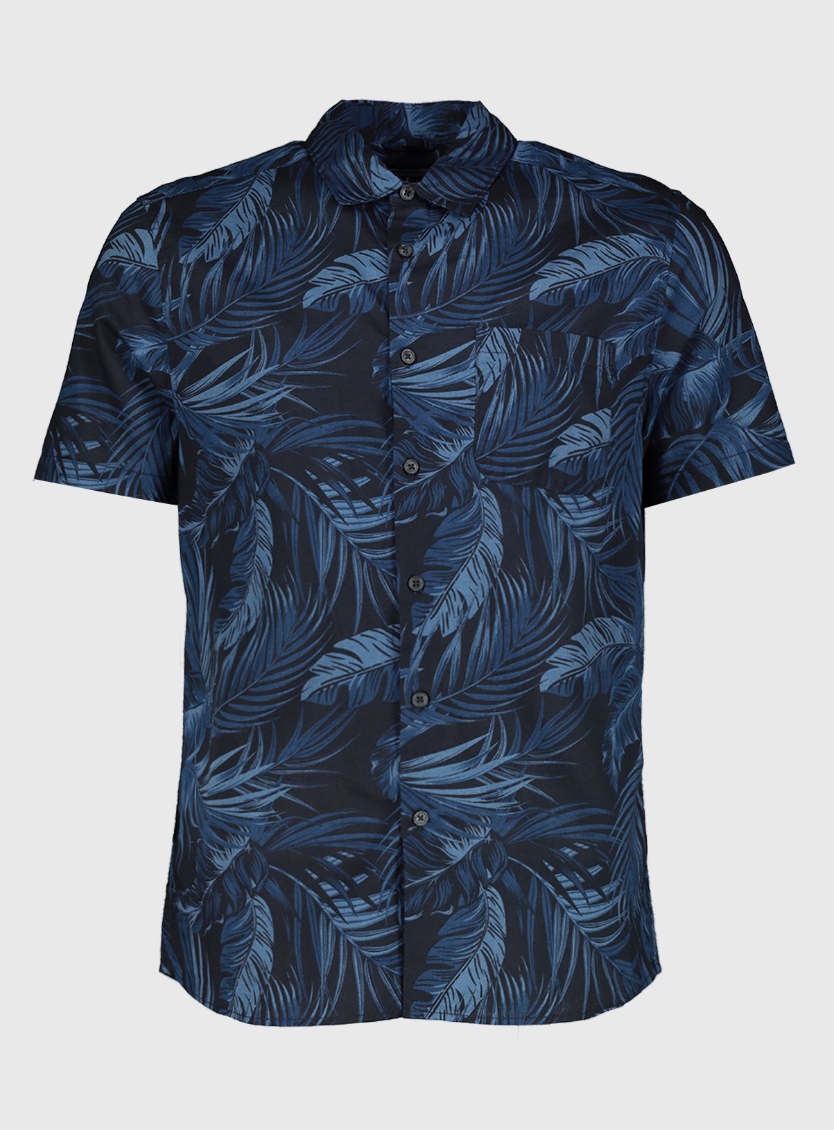 Navy Leaf Print Regular Fit Short Sleeve Shirt Review