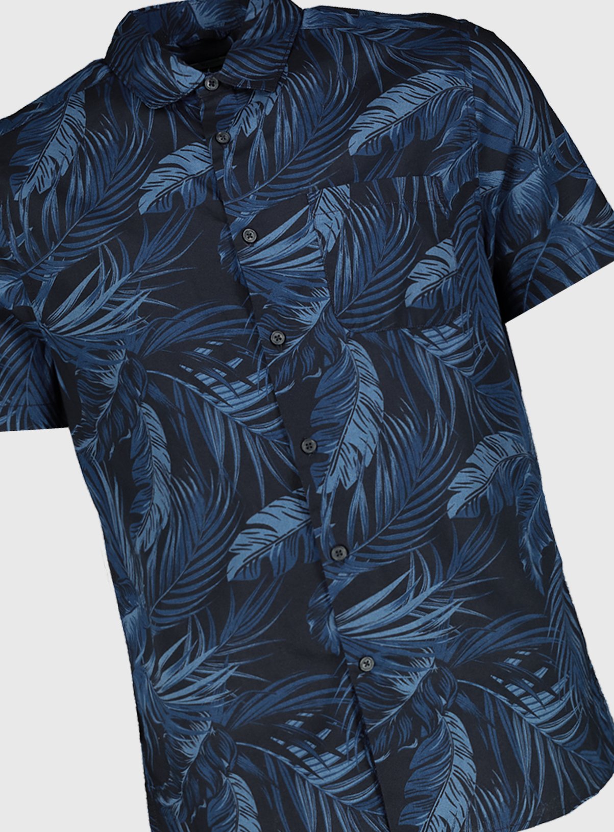 Navy Leaf Print Regular Fit Short Sleeve Shirt Review